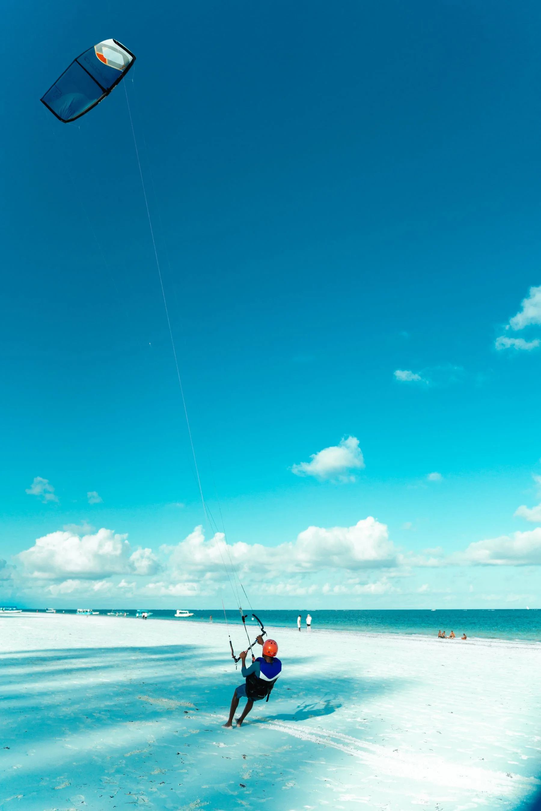 Kitesurfing along Diani Beach, Kenya