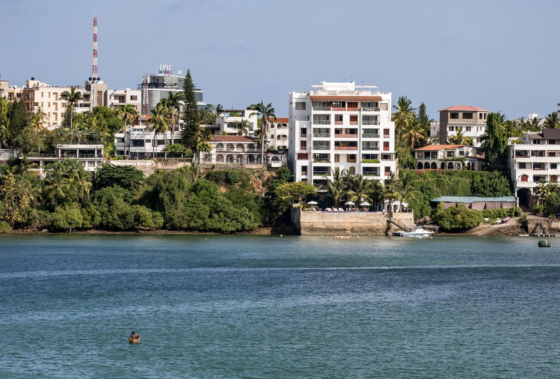 Mombasa waterfront buildings and greenery