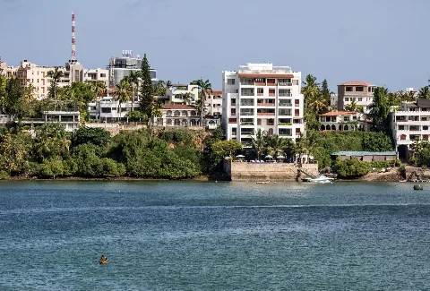 Mombasa waterfront buildings and greenery